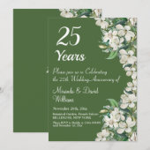 25th Silver Wedding Jubileum White Floral Kaart (Voorkant / Achterkant)