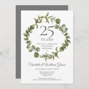 25th Silver Wedding Jubileum Woodland Greenery Kaart