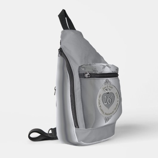 25th Silvery Bruiloft Jubileum Print Cut Naaizak Sling Bag (Linkerhoek)