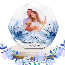 25th Soft Blue Floral Wedding Anniversary Keepsake Fotoblokken