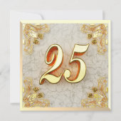 25th verjaardag Regal gouden marmer groet of Kaart (Voorkant)