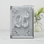 25th verjaardag Regal zilveren marmer groet of Kaart (Staand voorkant)