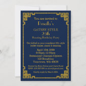 25th, Verjaardagsfeest, Gatsby stijl, marine & gou Kaart (Voorkant)
