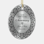 25th Wedding Anniversary Black Mandala On Gold Keramisch Ornament (Rechts)