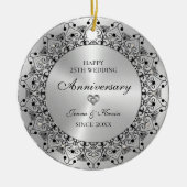 25th Wedding Anniversary Black Mandala On Gold Keramisch Ornament (Voorkant)