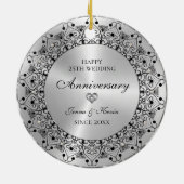 25th Wedding Anniversary Black Mandala On Gold Keramisch Ornament (Achterkant)