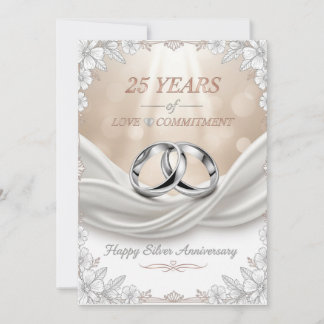 25th Wedding Anniversary Card – Silver Anniversary Feestdagenkaart