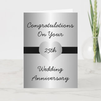 25th Wedding Anniversary Card Silver Heart Kaart