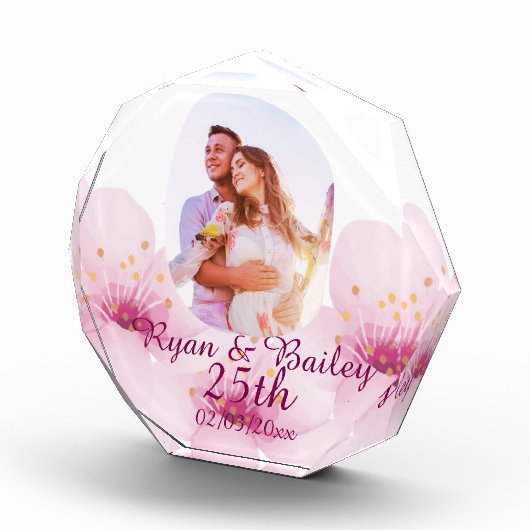 25th Wedding Anniversary Cherry Blossom Design Fotoblokken (Rechts)