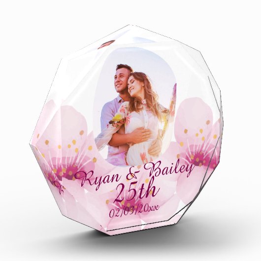 25th Wedding Anniversary Cherry Blossom Design Fotoblokken (Links)