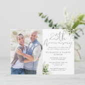 25th Wedding Anniversary Floral Silver Photo Kaart (Staand voorkant)