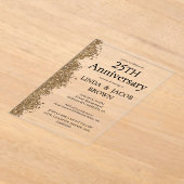 25th Wedding Anniversary Gold Faux Glitter  Acryl Uitnodigingen (Laagn)