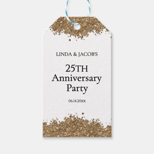 25th Wedding Anniversary Gold Faux Glitter Cadeaulabel (Voorkant)
