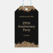 25th Wedding Anniversary Gold Faux Glitter  Cadeaulabel (Voorkant)