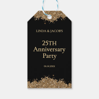 25th Wedding Anniversary Gold Faux Glitter Cadeaulabel