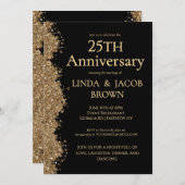 25th Wedding Anniversary Gold Faux Glitter  Kaart (Voorkant / Achterkant)