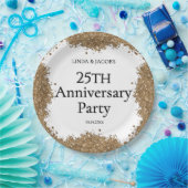 25th Wedding Anniversary Gold Faux Glitter  Papieren Bordje (Feest)