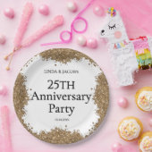 25th Wedding Anniversary Gold Faux Glitter  Papieren Bordje (Feest)