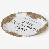 25th Wedding Anniversary Gold Faux Glitter  Papieren Bordje (Gekanteld)