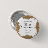 25th Wedding Anniversary Gold Faux Glitter Ronde Button 3,2 Cm (Voorkant /achterkant)