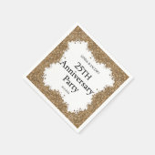 25th Wedding Anniversary Gold Faux Glitter Servet (Hoek)