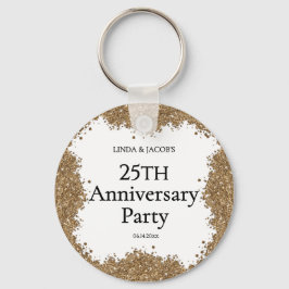 25th Wedding Anniversary Gold Faux Glitter Sleutelhanger
