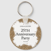 25th Wedding Anniversary Gold Faux Glitter Sleutelhanger (Achterkant)