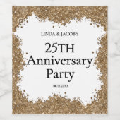 25th Wedding Anniversary Gold Faux Glitter  Wijn Etiket (Enkel label)