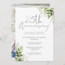 25th Wedding Anniversary Greenery Floral Photo