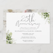 25th Wedding Anniversary Greenery Floral Photo Kaart (Voorkant / Achterkant)