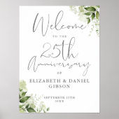25th Wedding Anniversary Greenery Welcome Sign Poster (Voorkant)