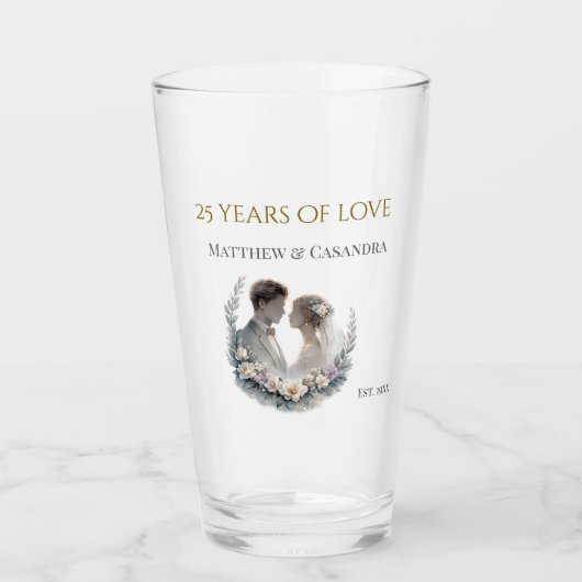 25th Wedding Anniversary Heirloom Celebration Glas (Voorkant)