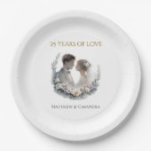 25th Wedding Anniversary Heirloom Celebration Papieren Bordje (Voorkant)