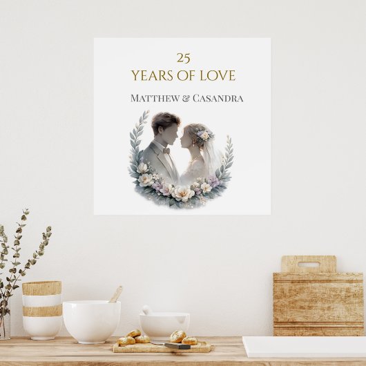 25th Wedding Anniversary Heirloom Celebration Poster (Keuken)