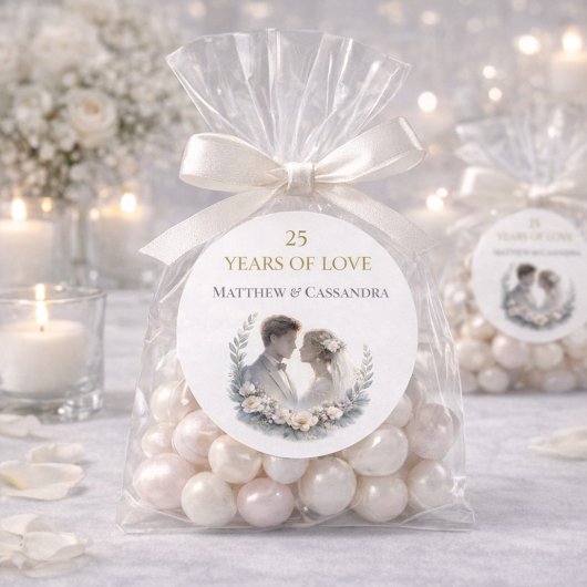 25th Wedding Anniversary Heirloom Celebration Ronde Sticker