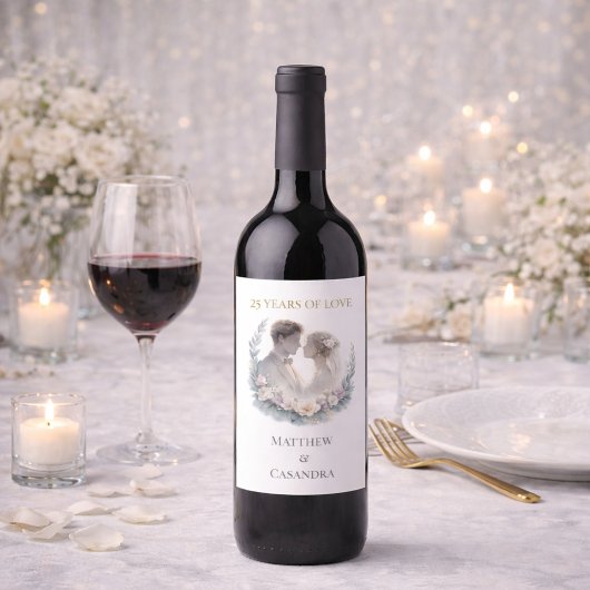 25th Wedding Anniversary Heirloom Celebration Wijn Etiket