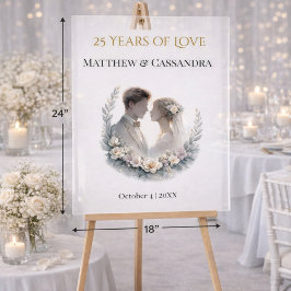 25th Wedding Anniversary Heirloom-Like Celebration Acryl Bord