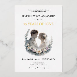 25th Wedding Anniversary Heirloom-Like Celebration Folie Feestdagenkaart