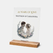 25th Wedding Anniversary Heirloom-Like Keepsake Acryl Bord (Hoek)