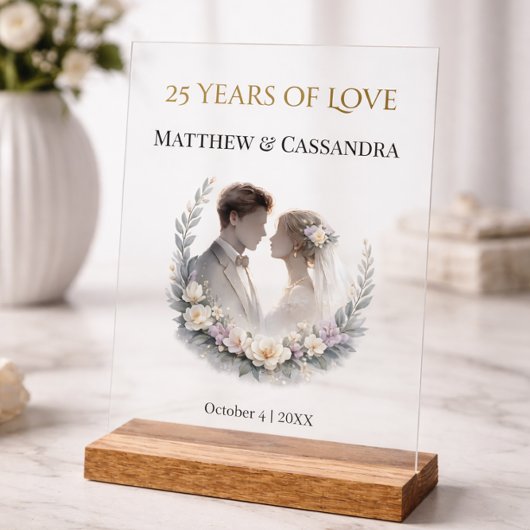 25th Wedding Anniversary Heirloom-Like Keepsake Acryl Bord