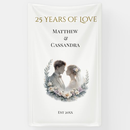 25th Wedding Anniversary Heirloom-Like Keepsake Spandoek (Verticaal)