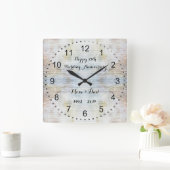 25th Wedding Anniversary Marble Pattern Vierkante Klok (Huis)