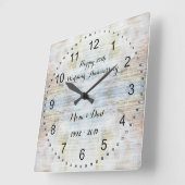 25th Wedding Anniversary Marble Pattern Vierkante Klok (Hoek)