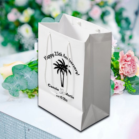 25th Wedding Anniversary Palm Trees Medium Cadeauzakje