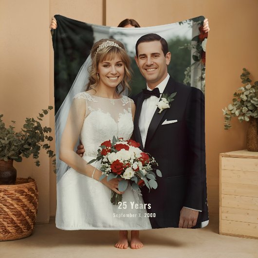 25th Wedding Anniversary Sherpa Blanket Photo Sherpa Deken