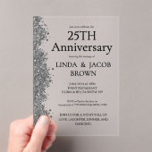 25th Wedding Anniversary Silver Faux Glitter  Acryl Uitnodigingen (Insitu (Draagbaar))