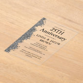 25th Wedding Anniversary Silver Faux Glitter  Acryl Uitnodigingen (Laagn)