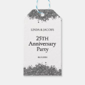 25th Wedding Anniversary Silver Faux Glitter  Cadeaulabel (Voorkant)