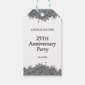 25th Wedding Anniversary Silver Faux Glitter  Cadeaulabel (Achterkant)