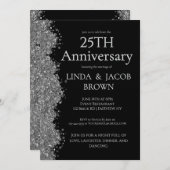 25th Wedding Anniversary Silver Faux Glitter  Kaart (Voorkant / Achterkant)